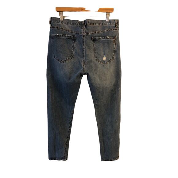 Vintage X America Womens Sz 12 High Waist Skinny Crop Jeans Button Fly Distress - Picture 2 of 9